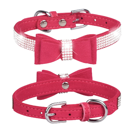 Rhinestone Bowknot Pet Collar Dog Collar Leash