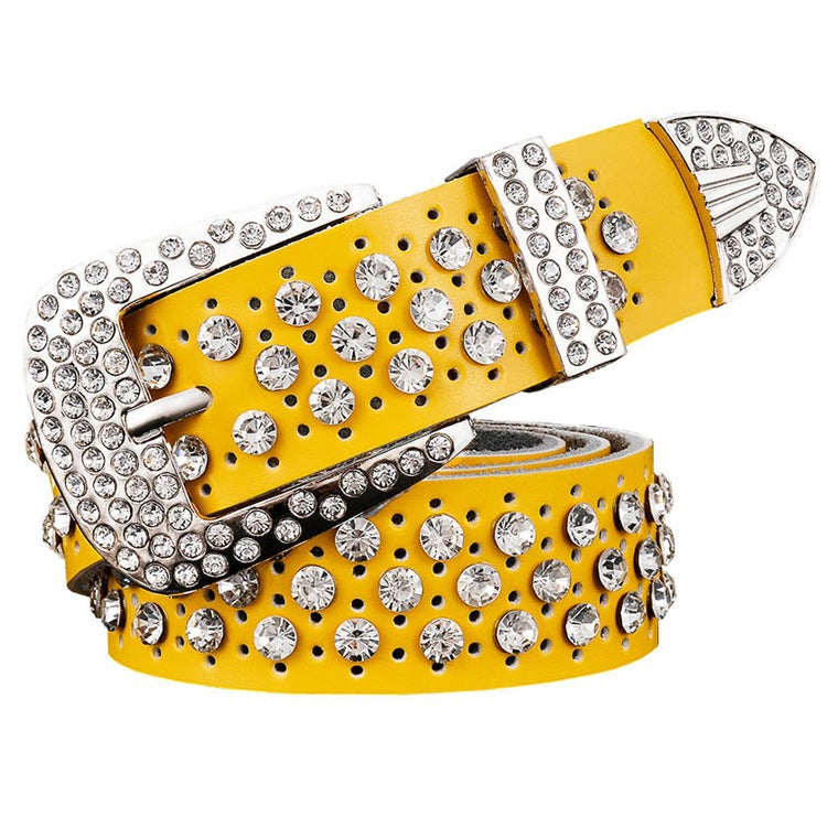 Gypsophila Rhinestone Leather Women's Belt