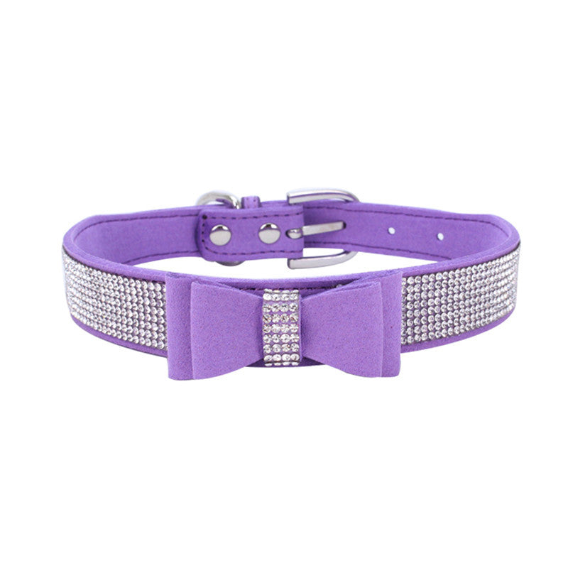 Rhinestone Bowknot Pet Collar Dog Collar Leash