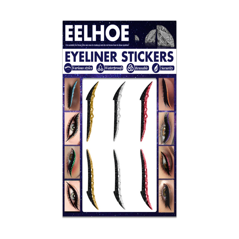 Colored Diamonds Eyelid Line Sticker Waterproof Self-adhesive Eye Liner Eyeliner Stickers Party Sexy Cat Eyes Beauty Makeup Tool